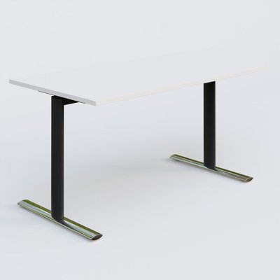 [Pas de famille] - [Pas de sous famille] - Module d'angle 90° intégré à droite, gamme Pure 200-80 cm. Plateau Blanc et pietement Noir/Chrome.