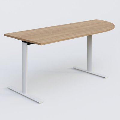 [Pas de famille] - [Pas de sous famille] - Module d'angle 90° intégré à droite, gamme Pure 200-80 cm. Plateau Noyer et pietement Blanc.