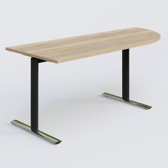 [Pas de famille] - [Pas de sous famille] - Module d'angle 90° intégré à droite, gamme Pure 200-80 cm. Plateau Chêne naturel et pietement Noir/Chrome.