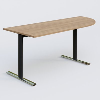 [Pas de famille] - [Pas de sous famille] - Module d'angle 90° intégré à droite, gamme Pure 200-80 cm. Plateau Noyer et pietement Noir/Chrome.