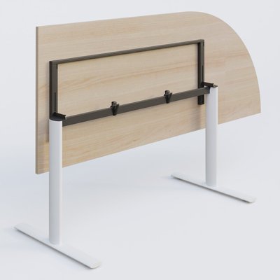 [Pas de famille] - [Pas de sous famille] - Module d'angle 90° intégré à droite, gamme Pure 200-80 cm. Plateau Acacia et pietement Blanc.