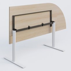 [Pas de famille] - [Pas de sous famille] - Module d'angle 90° intégré à droite, gamme Pure 200-80 cm. Plateau Acacia et pietement Blanc.