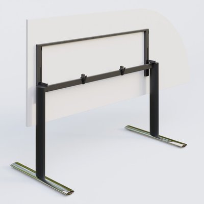[Pas de famille] - [Pas de sous famille] - Module d'angle 90° intégré à droite, gamme Pure 200-80 cm. Plateau Blanc et pietement Noir/Chrome.
