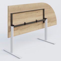 [Pas de famille] - [Pas de sous famille] - Module d'angle 90° intégré à droite, gamme Pure 200-80 cm. Plateau Chêne naturel et pietement Blanc.