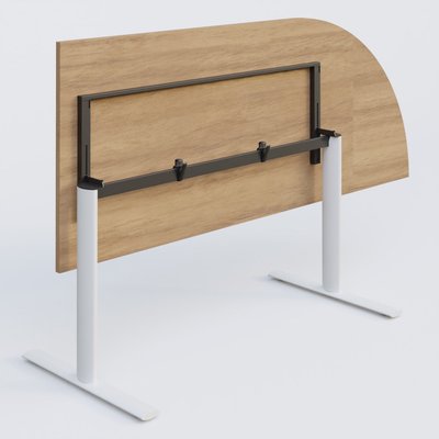 [Pas de famille] - [Pas de sous famille] - Module d'angle 90° intégré à droite, gamme Pure 200-80 cm. Plateau Noyer et pietement Blanc.
