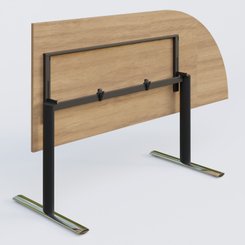 [Pas de famille] - [Pas de sous famille] - Module d'angle 90° intégré à droite, gamme Pure 200-80 cm. Plateau Noyer et pietement Noir/Chrome.