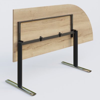 [Pas de famille] - [Pas de sous famille] - Module d'angle 90° intégré à droite, gamme Pure 200-80 cm. Plateau Chêne naturel et pietement Noir/Chrome.
