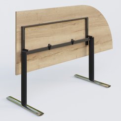 [Pas de famille] - [Pas de sous famille] - Module d'angle 90° intégré à droite, gamme Pure 200-80 cm. Plateau Chêne naturel et pietement Noir/Chrome.