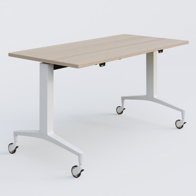 [Pas de famille] - [Pas de sous famille] - Module droit de la gamme LEM 140-70 cm. Plateau Acacia et pietement Blanc.