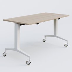 [Pas de famille] - [Pas de sous famille] - Module droit de la gamme LEM 140-70 cm. Plateau Acacia et pietement Blanc.