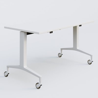 [Pas de famille] - [Pas de sous famille] - Module droit de la gamme LEM 140-70 cm. Plateau Blanc et pietement Blanc.