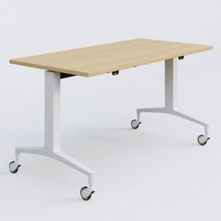 TABLES ABATTANTES - L.140xP.70 - Module droit de la gamme LEM 140-70 cm. Plateau Chêne clair et pietement Blanc.