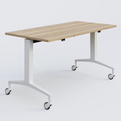 [Pas de famille] - [Pas de sous famille] - Module droit de la gamme LEM 140-70 cm. Plateau Chêne naturel et pietement Blanc.