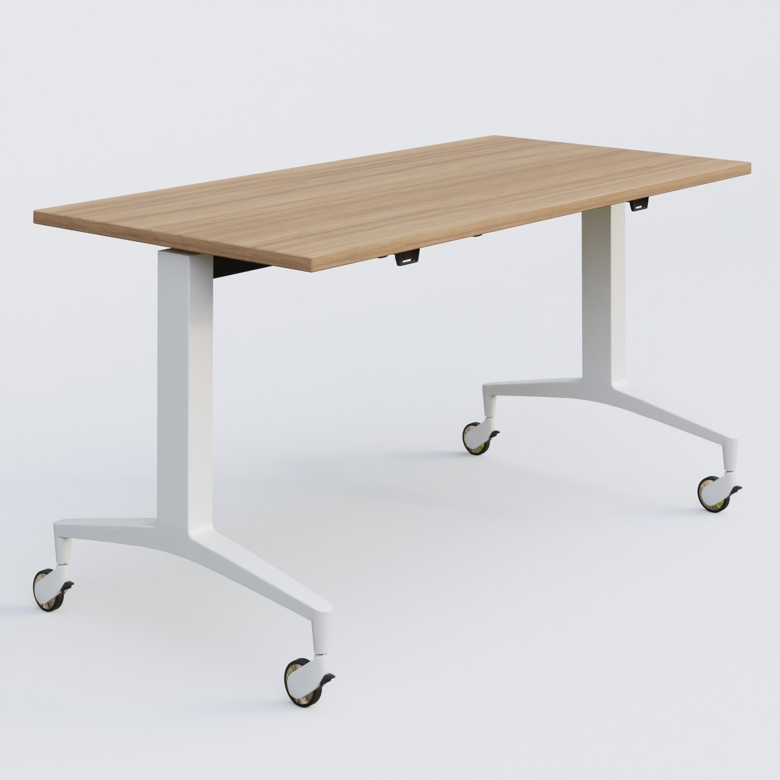 Module droit de la gamme LEM 140-70 cm. Plateau Noyer et pietement Blanc.