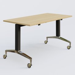 [Pas de famille] - [Pas de sous famille] - Module droit de la gamme LEM 140-70 cm. Plateau Chêne clair et pietement Noir/Chrome.