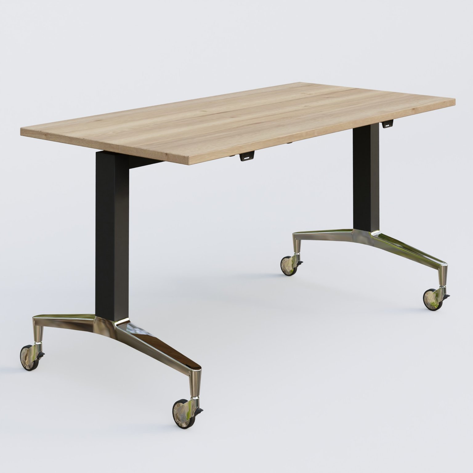 Module droit de la gamme LEM 140-70 cm. Plateau Chêne naturel et pietement Noir/Chrome.