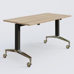 [Pas de famille] - [Pas de sous famille] - Module droit de la gamme LEM 140-70 cm. Plateau Chêne naturel et pietement Noir/Chrome.