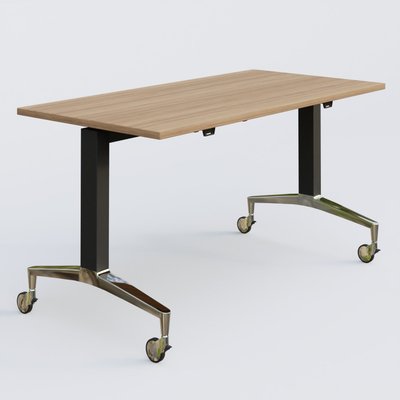 [Pas de famille] - [Pas de sous famille] - Module droit de la gamme LEM 140-70 cm. Plateau Noyer et pietement Noir/Chrome.