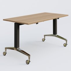 [Pas de famille] - [Pas de sous famille] - Module droit de la gamme LEM 140-70 cm. Plateau Noyer et pietement Noir/Chrome.