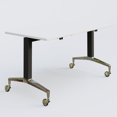 [Pas de famille] - [Pas de sous famille] - Module droit de la gamme LEM 140-70 cm. Plateau Blanc et pietement Noir/Chrome.