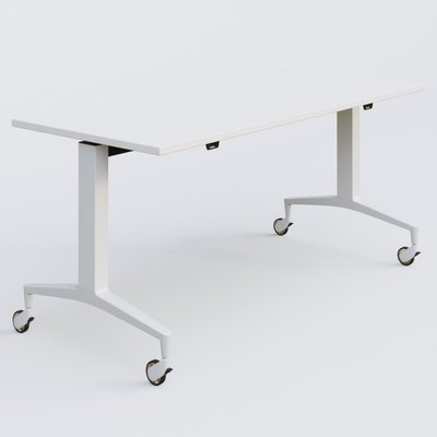 [Pas de famille] - [Pas de sous famille] - Module droit de la gamme LEM 160-70 cm. Plateau Blanc et pietement Blanc.