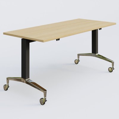 [Pas de famille] - [Pas de sous famille] - Module droit de la gamme LEM 160-70 cm. Plateau Chêne clair et pietement Noir/Chrome.