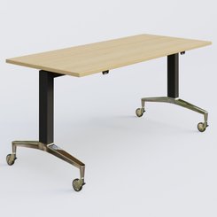 [Pas de famille] - [Pas de sous famille] - Module droit de la gamme LEM 160-70 cm. Plateau Chêne clair et pietement Noir/Chrome.