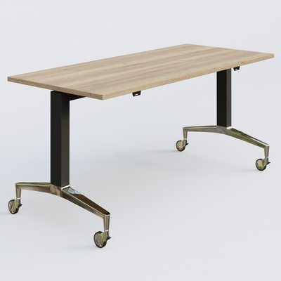 [Pas de famille] - [Pas de sous famille] - Module droit de la gamme LEM 160-70 cm. Plateau Chêne naturel et pietement Noir/Chrome.