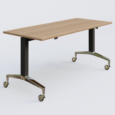 [Pas de famille] - [Pas de sous famille] - Module droit de la gamme LEM 160-70 cm. Plateau Noyer et pietement Noir/Chrome.