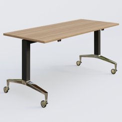 [Pas de famille] - [Pas de sous famille] - Module droit de la gamme LEM 160-70 cm. Plateau Noyer et pietement Noir/Chrome.