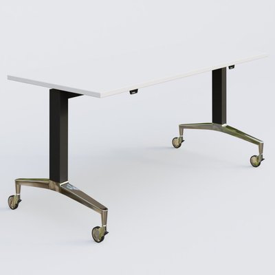 [Pas de famille] - [Pas de sous famille] - Module droit de la gamme LEM 160-70 cm. Plateau Blanc et pietement Noir/Chrome.