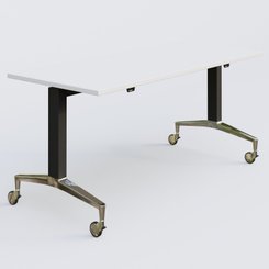 [Pas de famille] - [Pas de sous famille] - Module droit de la gamme LEM 160-70 cm. Plateau Blanc et pietement Noir/Chrome.