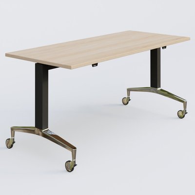 [Pas de famille] - [Pas de sous famille] - Module droit de la gamme LEM 160-70 cm. Plateau Hêtre et pietement Noir/Chrome.