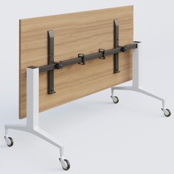 [Pas de famille] - [Pas de sous famille] - Module droit de la gamme LEM 160-70 cm. Plateau Noyer et pietement Blanc.