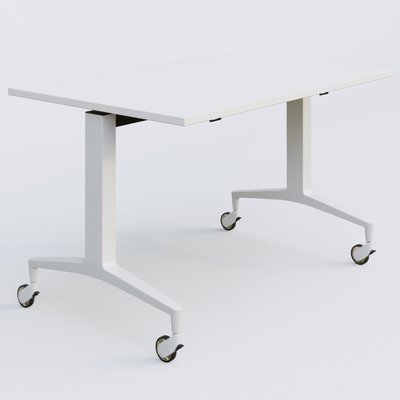 TABLES ABATTANTES - L.120xP.80 cm - Module droit de la gamme LEM 120-80 cm. Plateau Blanc et pietement Blanc.