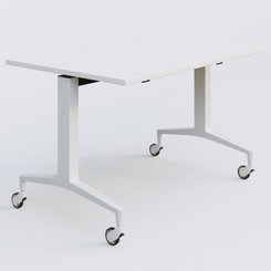TABLES ABATTANTES - L.120xP.80 cm - Module droit de la gamme LEM 120-80 cm. Plateau Blanc et pietement Blanc.