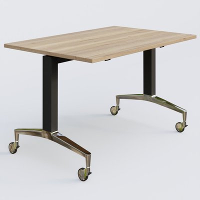 [Pas de famille] - [Pas de sous famille] - Module droit de la gamme LEM 120-80 cm. Plateau Chêne naturel et pietement Noir/Chrome.