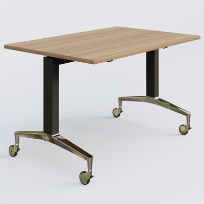[Pas de famille] - [Pas de sous famille] - Module droit de la gamme LEM 120-80 cm. Plateau Noyer et pietement Noir/Chrome.