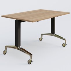[Pas de famille] - [Pas de sous famille] - Module droit de la gamme LEM 120-80 cm. Plateau Noyer et pietement Noir/Chrome.