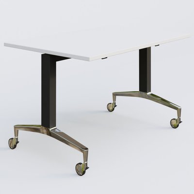 [Pas de famille] - [Pas de sous famille] - Module droit de la gamme LEM 120-80 cm. Plateau Blanc et pietement Noir/Chrome.