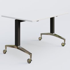 [Pas de famille] - [Pas de sous famille] - Module droit de la gamme LEM 120-80 cm. Plateau Blanc et pietement Noir/Chrome.