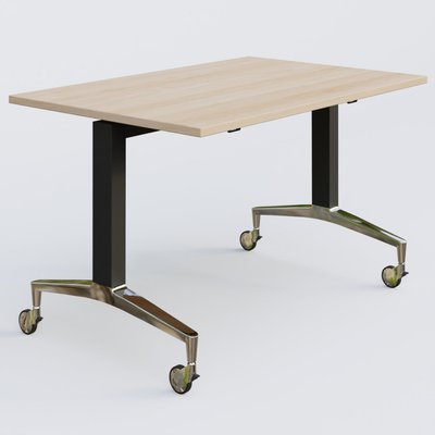 [Pas de famille] - [Pas de sous famille] - Module droit de la gamme LEM 120-80 cm. Plateau Hêtre et pietement Noir/Chrome.