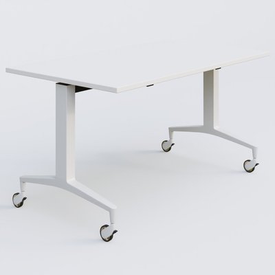 [Pas de famille] - [Pas de sous famille] - Module droit de la gamme LEM 140-80 cm. Plateau Blanc et pietement Blanc.