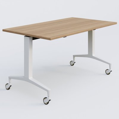 [Pas de famille] - [Pas de sous famille] - Module droit de la gamme LEM 140-80 cm. Plateau Noyer et pietement Blanc.