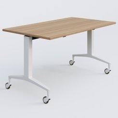 [Pas de famille] - [Pas de sous famille] - Module droit de la gamme LEM 140-80 cm. Plateau Noyer et pietement Blanc.