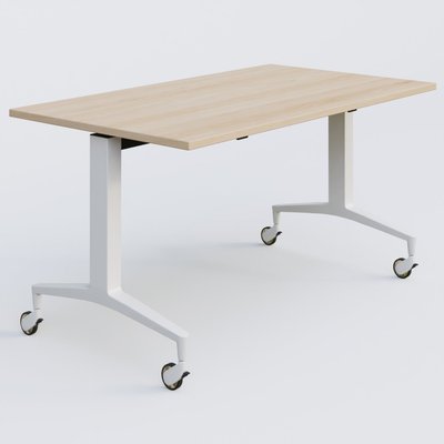 [Pas de famille] - [Pas de sous famille] - Module droit de la gamme LEM 140-80 cm. Plateau Hêtre et pietement Blanc.