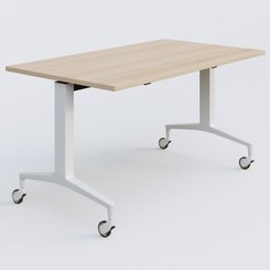 [Pas de famille] - [Pas de sous famille] - Module droit de la gamme LEM 140-80 cm. Plateau Hêtre et pietement Blanc.
