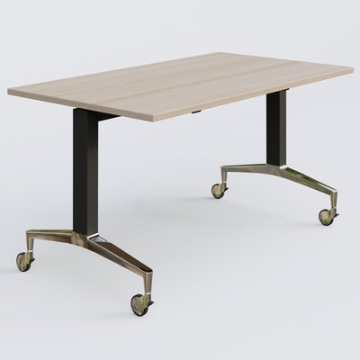 [Pas de famille] - [Pas de sous famille] - Module droit de la gamme LEM 140-80 cm. Plateau Acacia et pietement Noir/Chrome.