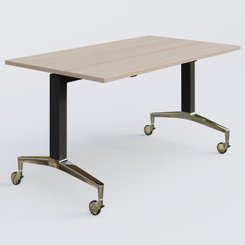 [Pas de famille] - [Pas de sous famille] - Module droit de la gamme LEM 140-80 cm. Plateau Acacia et pietement Noir/Chrome.