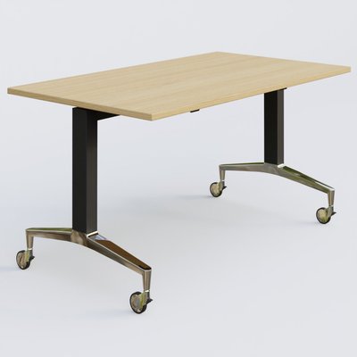 [Pas de famille] - [Pas de sous famille] - Module droit de la gamme LEM 140-80 cm. Plateau Chêne clair et pietement Noir/Chrome.